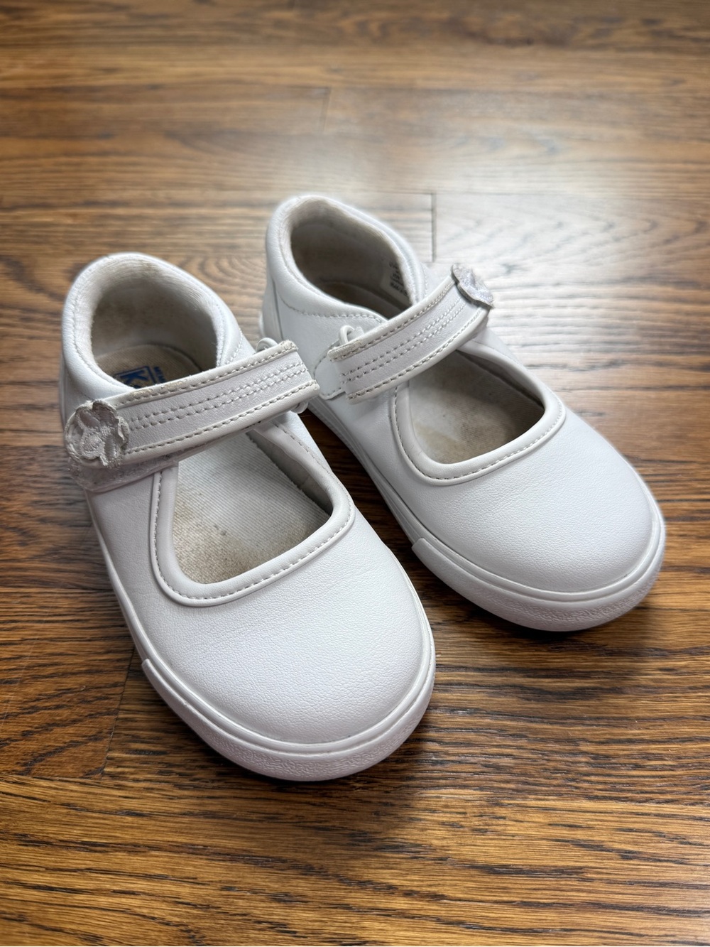 Keds Ella White Girls' Classic Leather Mary Jane Sneakers Hook & Loop  Size 8.5